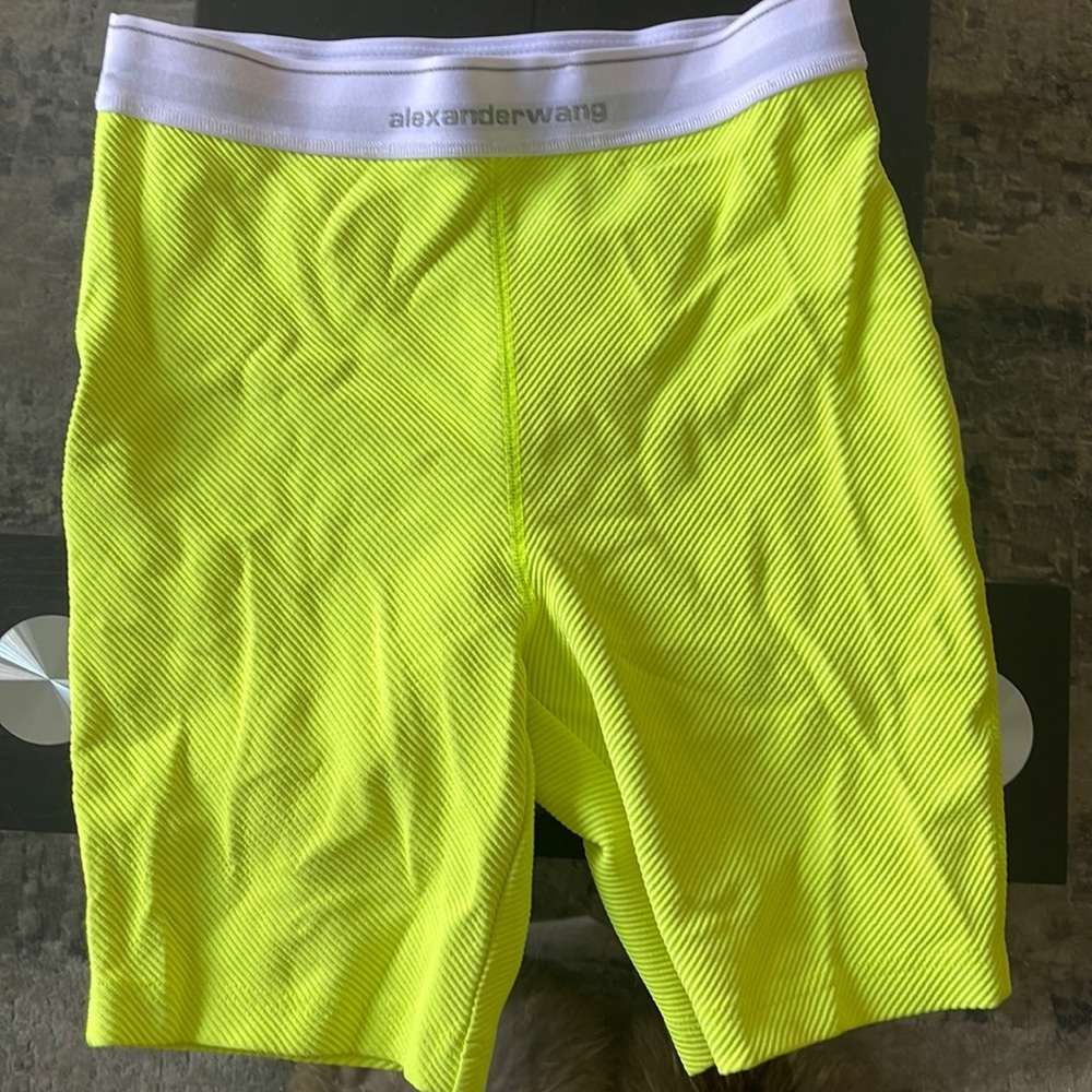 100% authentic Wang biker shorts WORN ONCE stretchy lime green color